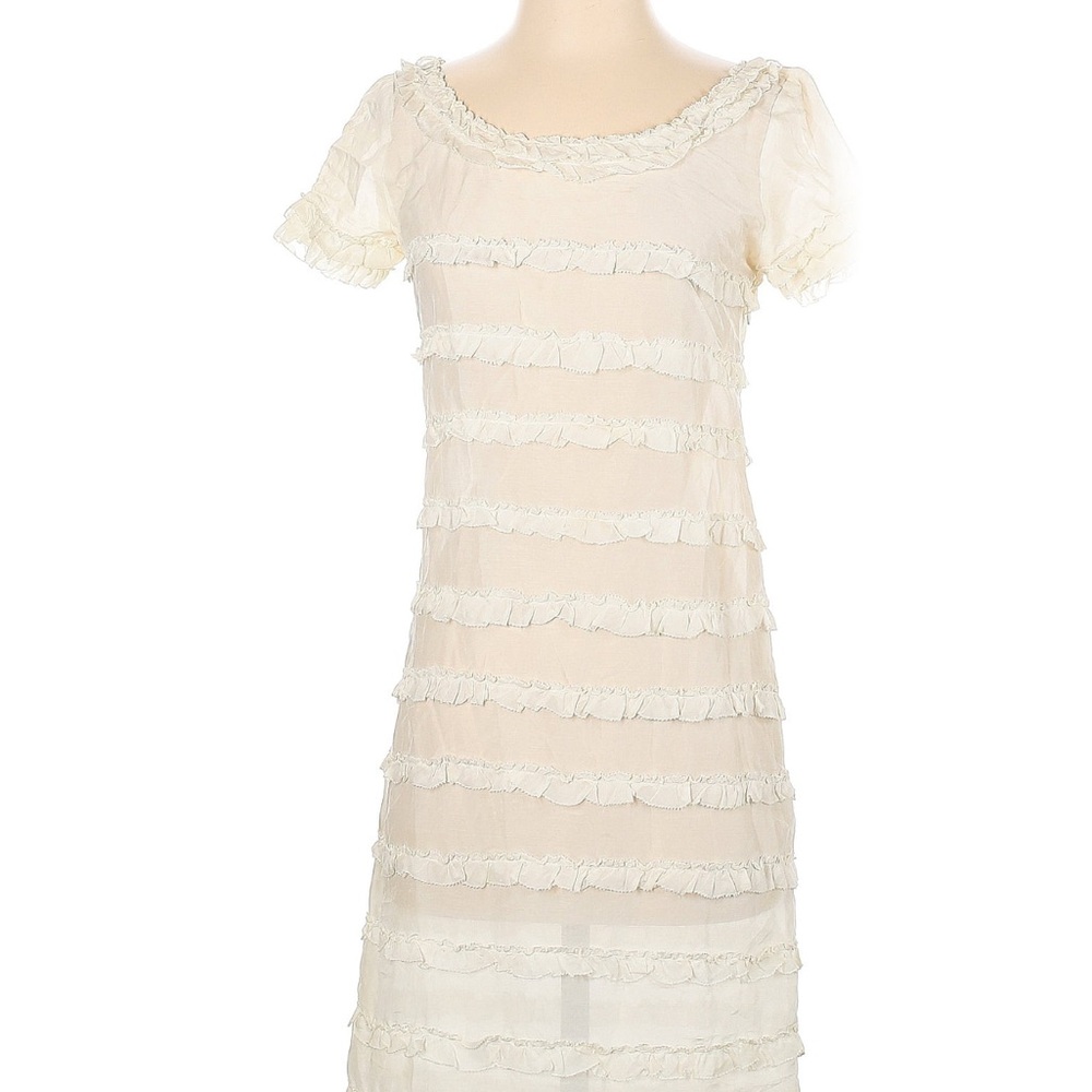 J. Crew Cream Ruffle Dress